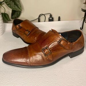 Steve Madden Cognac Tan Leather Double Monk Strap Oxfords